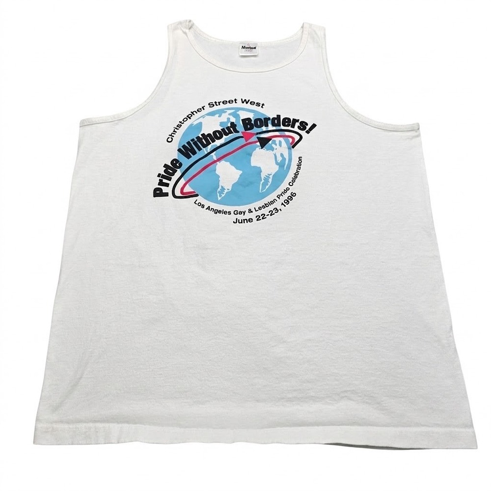 Vintage 1996 LA Pride Murina Tank Top Mens XL White Pride Without Borders USA